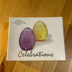 Easter Hand painted frosted glass egg candles